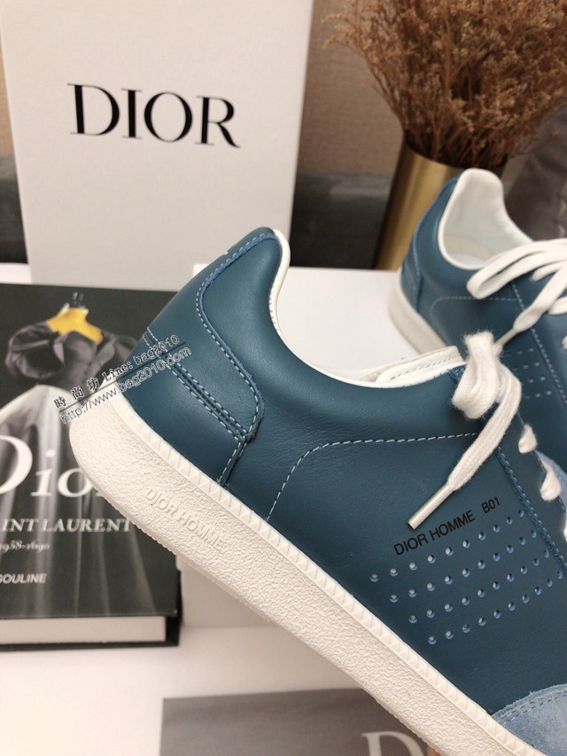 Dior明星同款平底圓頭運動鞋 迪奧2021春夏最新情侶款系帶休閒小白鞋 CD字母logo小蜜蜂印花拼色德訓鞋 dx3503